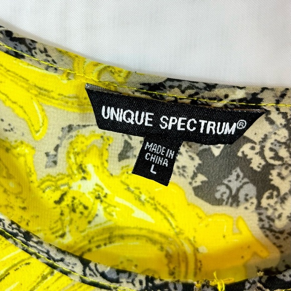 Unique Spectrum Yellow and Gray Boho Sheer Top / large - Picture 4 of 7